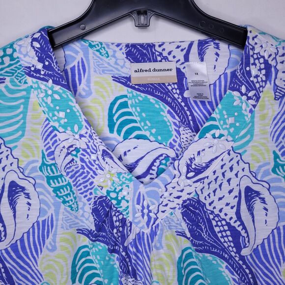 Alfred Dunner Top 1X Seashell Print Knit - Picture 2 of 10